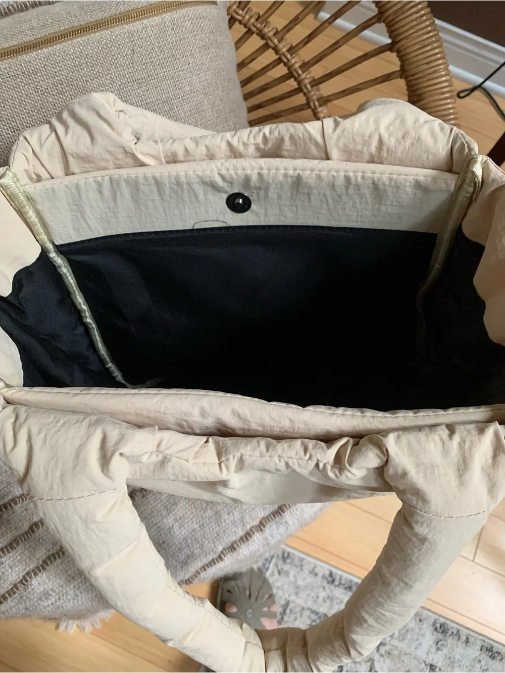 Beige Puffer Tote Bag 18” x 13”